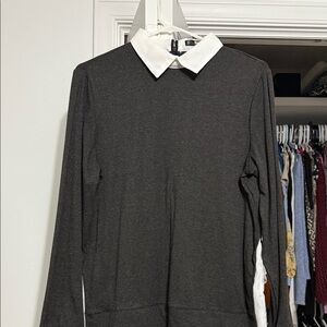 White and grey blouse